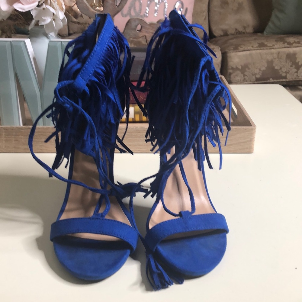 Just Fab Fringe Royal Blue Heels